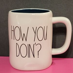 Rae Dunn "How You Doin'?" Ceramic Friends Coffee Mug Double Sided 181